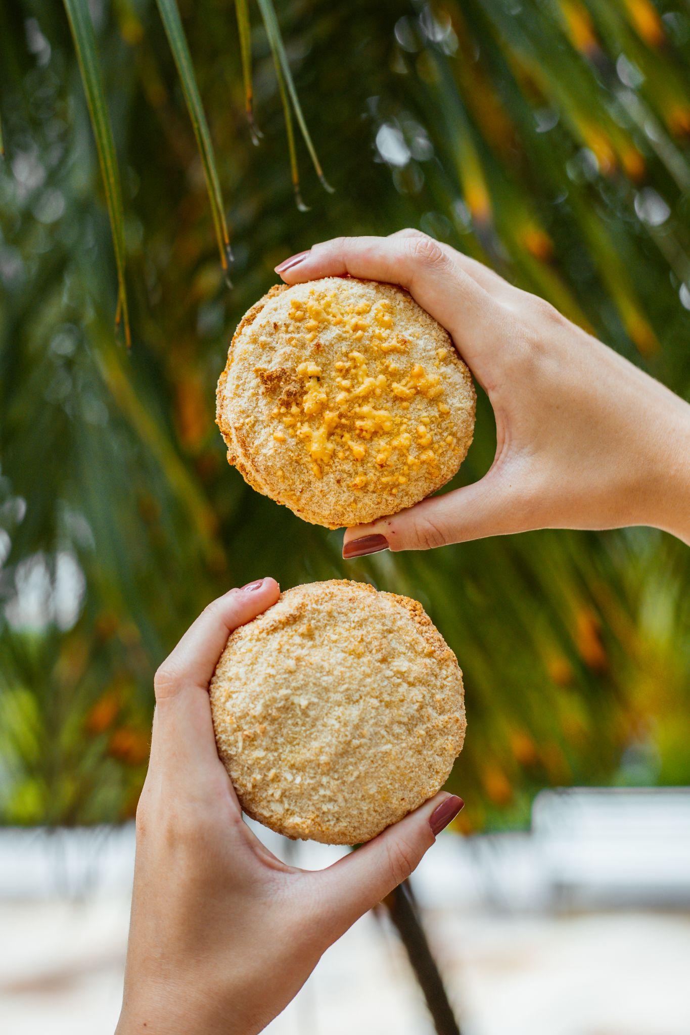 Empanados artesanais Snack+ em composição com folha de palmeira